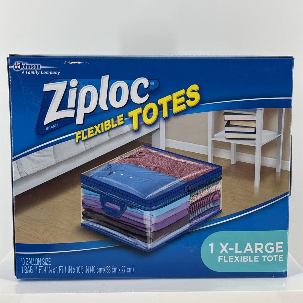 3 Ziploc XL Flexible Totes Storage‎ 10 Gallon Extra Large Heavy Duty zipper NOS